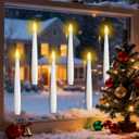 6 Pcs Window Candles with Light Sensor Dusk to Dawn, Lvory LED Window Candle Battery Operated, Flameless Taper Christmas Window Candle for Thanksgiving and Window Decoration