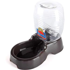 Flexzion Automatic Gravity Pet Waterer for Cat & Dog - Non-Skid & Easy-Clean Auto Replenish Water Dispenser Drinking Bowl (1/4 Gallon/ 900ml), Black