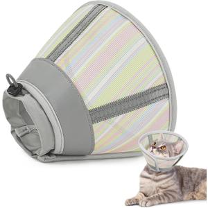 Supet Soft Air Mesh Cat Recovery Cone Alternative for Small Kittens, Lightweight Anti Scratch Head Cone