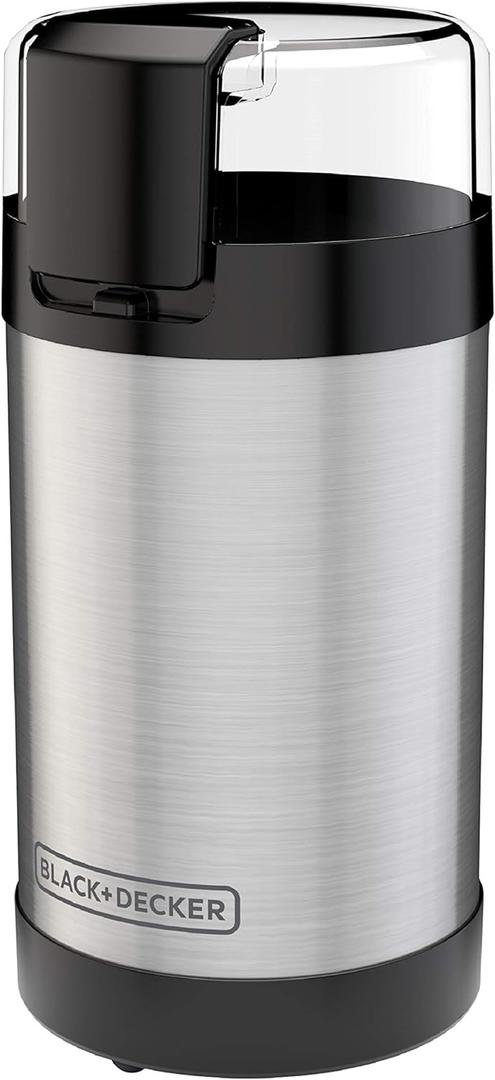 BLACK+DECKER One Touch Coffee Grinder, 2/ 3 Cup Coffee Bean Capacity, Spice Grinder, One Touch Push-Button Control -150 Watts -Stainless Steel Blades