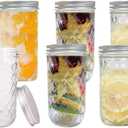 6 Pack 20 oz Glass Mason Jars With Lids, Canning Jars for Jam, Honey, Sugar, Coffee, Candy, Cookie, Wedding Favor Decorating Jelly Jar, Candle Holder