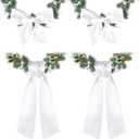 Wreath Sash for Front Door Blank,4PCS Wreath Sash Accessories Embroidery Plain Blanks for Christmas Embroidery Monogram Party Farmhouse Indoor Outdoor Wedding Decor
