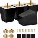 Maricome 3 Inches Furniture Feet for Couch Sofa Set of 4, Replacement Furniture Legs Black Wood Legs M8 Bolt Predrilled