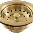 Kingston Brass K111BBB Tacoma Stainless Steel Kitchen Sink Basket Strainer, Brushed Brass