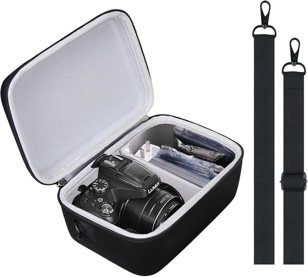 worfty Case for Panasonic LUMIX FZ80D/G7/G85 for Canon PowerShot SX530 HS for Fujifilm X-T50/X-T5 4K Digital Camera, Compact Camera Travel Carrying Organizer with Shoulder Strap (Case Only) (Black)