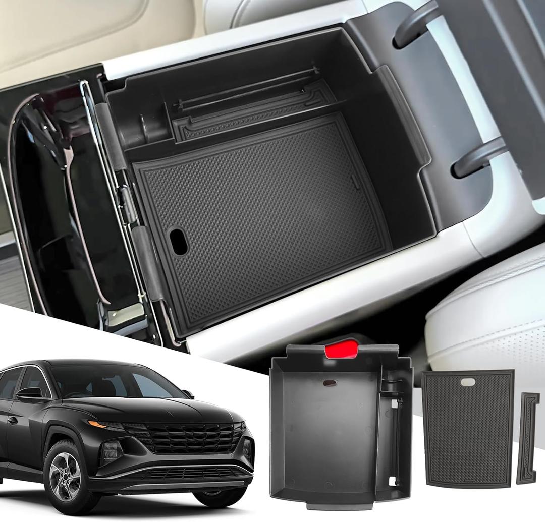 SXCY for 2025 Hyundai Tucson Center Console Organizer for 2025 Hyundai Tucson Accessories (Limited) Console Tray for 2025 Tucson Limited Armrest Storage Console Organizer (Black)