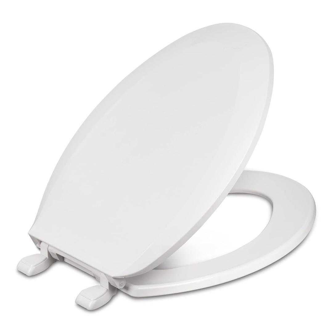 Centoco Elongated Toilet Seat, Closed Front with Cover, Residential, Plastic, Made in the USA, DSAZAM1600-001, White