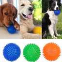 Orgrimmar 3.5" Dog Squeaky Chewing Balls 3 Packs Pet Soft Cleaning Teeth Toys Dogs Spiky Balls with High Bounce for Small Medium Large Pet Dog Toys