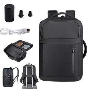 15.6 Inches Vacuum-sealed travel computer backpack, Water-Resistant, With vacuum pump, Multiple Compartments, Anti-theft combination lock (jet black)