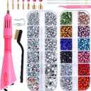 blinginbox Hotfix Rhinestone Setter Hot Fix Applicator Tool Bedazzler Kit with Rhinestones Hot Fixed Wand for Clothes Clothing Fabric DIY Crafts 4000 Pcs Round Crystals Gems for Shoes and Clothes