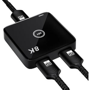 HDMI 2.1 Switch 2 in 1 Out 8K@60Hz, 4K@144Hz, Bi-Directional, Touch Control, VRR, Dynamic HDR, HDCP 2.3, 48Gbps, Zero Lag for PS5/Xbox Series X/Apple TV 8K/Roku Ultra/Fire Stick 8K Max