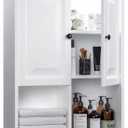 HAIOOU Bathroom Wall Cabinet with Motion Sensor LED Light, Wooden Medicine Cabinet Wall Mounted Cupboard, Over Toilet Storage Cabinet with Buffering Hinges and Adjustable Shelf - Modern White, 23.6" W x 8.2" D x 29.5" H