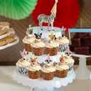 2 x 48 Pack Safari Animals Cupcake Toppers and Wrappers, Jungle Animals Cake Decoration for Wild Theme Birthday Party Jungle Zoo Party Supplies