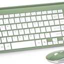 Wireless Keyboard and Mouse Ultra Slim Combo, TopMate 2.4G Silent Compact USB 2400DPI Mouse and Scissor Switch Keyboard Set with Cover, Batteries Included, for PC/Laptop/Windows/Mac - Green White
