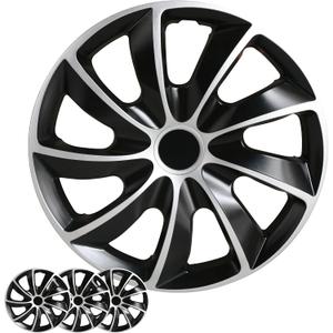 Shirry Group Hubcaps 4-Pack Kit, 17 inch Hub Caps Set of 4 Wheel Covers with Universal Snap-On Retention Rings, 2-Tone ABS Plastic Black and Silver Car Rims for All Models (SG-5084-DP-17)