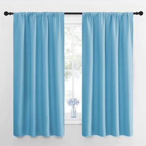 NICETOWN Kitchen Blackout Curtains Panels - Window Treatment Thermal Insulated Room Darkening Rod Pocket Drapes for Bedroom (Teal Blue, Set of 2, 42 by 63 inches Long)