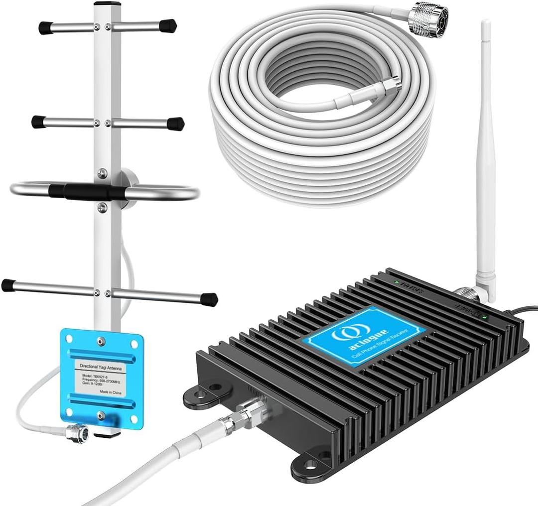 Cell Phone Signal Booster for Home Verizon 5G 4G 700MHz Band 13 LTE Cell Signal Booster, Covering up to 4,000 sq.ft, with High Gain Yagi Antenna, FCC Approved (Black)