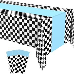 Irenare 3 Sheets Car Birthday Party Supplies Racing Party Decorations Road Tablecloth Racetrack Table Runner Table Covers for Car Theme Birthday Party, 54 x 108 Inch(Blue)