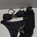 WDIRARA Women's 3 Piece Swimsuit Ring Linked Bikini Set with Sheer Cover Up Dress (Medium, Black)