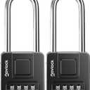 2.76 in Long Shackle Combination Locks for Outdoor & Indoor | Heavy Duty, Weatherproof, 4-Digit Security | Padlocks for Gates, Fences, Sheds, Lockers, Storage | 2-Pack, Black