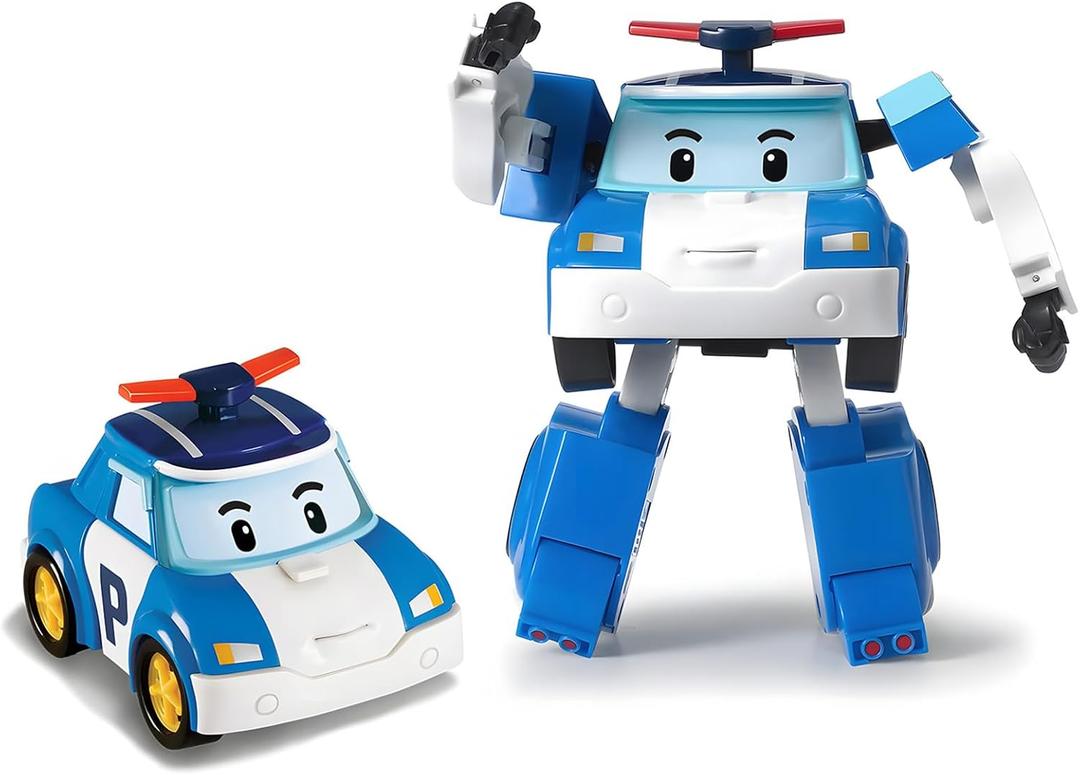 Robocar Poli 4" Transforming Robot - Poli Transforming Car, Police Emergency Vehicle Playset, Preschool STEM Learning Role Play Toy, Perfect Holiday Birthday Gift for Kids 3+