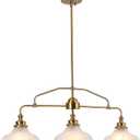 32.5" Modern Kitchen Island Lights with Alabaster Glass Shade, 3-Light Dining Room Lighting Fixtures Hanging, Transitional Multi Pendant Lighting, Brass Finish