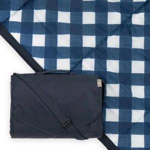 Little Unicorn 5'x5' Outdoor Family Picnic & Beach Blanket | Durable & Water-Resistant Fabric | Compact Fold & Easily Wipes Clean | Zipper Pocket (Navy Plaid)