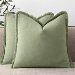 ANRODUO Set of 2 Decorative Throw Pillow Covers 2020 Inch Soft Linen Fringe Farmhouse Boho Vintage Cushion Covers with Tassels Accent Pillowcase for Couch Sofa Bed Living Room Fall Decor Sage Green ANRODUO Set of 2 Decorative Throw Pillow Covers 2020 Inch Soft Linen Fringe Farmhouse Boho Vintage Cushion Covers with Tassels Accent Pillowcase for Couch Sofa Bed Living Room Fall Decor Sage Green