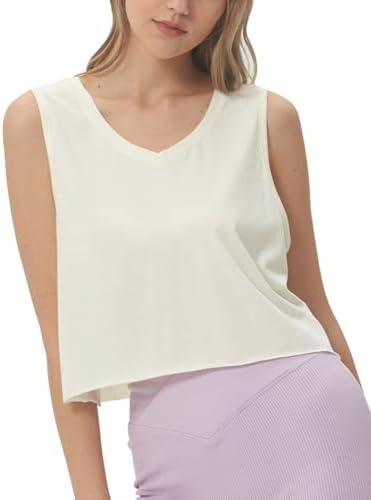 sissycos Women's Workout Racerback Tank Tops Loose Fit Sleeveless Athletic Shirts, Womens V Neck, XXL Pearl White 