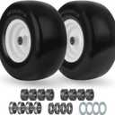 13x6.50-6 Flat Free Lawn Mower Tire and Wheel, Solid Smooth Zero Turn Mower Front Tire Assembly, with 3/4" & 5/8" Bearing, 4"-6.5" Centered Hub, Compatible with Lawnmower Garden Tractor, 2 Pack