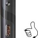 CIRCLE JOY Electric Pepper Mill Grinder, Top-Refill Rechargeable Black Pepper Grinder with Upgraded Large Capacity for Home BBQ, Adjustable Coarseness, Led Light