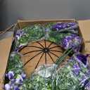 2 Set Artificial Petunias Flowers with Hanging Baskets, 24 Pcs Silk Petunia UV Resistant Purple Faux Petunias Flowers with Hanging Planter for Front Door Porch Spring Outside Decor (2, Purple)