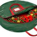 ZOBER Christmas Wreath Storage Container 36 Inch - Wreath Bag for Artificial Wreaths Box - Dual Zippered Wreaths Storage Bag with Strong Durable Handles - Green, Pack Of 2