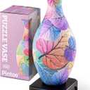 Pintoo 3D Puzzle Vase Unique Flower Vase Made By 160 Curved Plastic Puzzle Pieces House Warming Gift for Flower Arrangements and Home Decoration, for Mom [S1034] (Classic, Colorful Leaves)