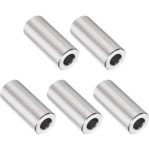 uxcell 5Pcs Aluminum Spacer 1/2" OD x 1/4" ID x 1-3/16" Length Screw Standoff Bushing Plain Finish Unthreaded Round Metal Spacer for 1/4" ID Screws Bolts and Rods, Silver