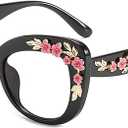 bullabulling Oversized Eyeglasses Square Large Lenses flower Pattern Reading Glasses Readers 