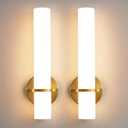 Wall Sconces - 15 inch Gold Wall Sconces Set of Two Modern Bathroom Sconce 15W Dimmable LED Wall Sconce Light with Acrylic Lampshade, Bathroom Vanity Light for Mirror Living Room Hallway 3000K (Hardwired (15in-2pcs))