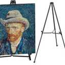 64" Aluminum Telescoping Display Easel, Adjustable Easel Stand for Sign, Portable Black Floor Standing Easels for Artwork, Painting, Posters, Whiteboard, 1PC