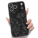 NITITOP Compatible for iPhone 17 Pro Max Case Cute Rose Line - Black