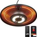 Sundate Hanging Heater,Electric Patio Heater with Light,Wifi Control, 1500W Infrared 2 Heat Levels, 24H Timers, Ceiling Mounted, 1s Heating Carbon Fiber Tube Heater for Backyard, Garage