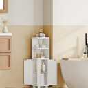 Hzuaneri Corner Cabinet, Small Bathroom Corner Cabinet with Doors, Narrow Storage Cabinets with Adjustable Shelves, Bathroom Organizers and Storage for Small Space, White BC20003X, 7.9"D x 7.9"W x 31.1"H