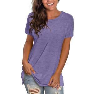 Saloogoe Womens Loose Fit Tshirts Short Sleeve Summer Tops Casual Workout Yoga Tunic T Shirts Tops (Medium, 02-taro Purple)