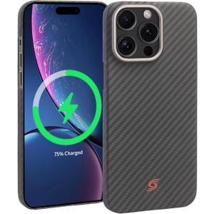 iPhone 15 Pro Max Phone Case, Made of 1500D Aramid Fiber, Compatible with MagSafe Ultra-Thin Touch Feel 6.7-inch Black/Gray
