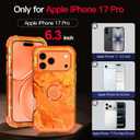 Casetego for iPhone 17 Pro Case,Three Layer Heavy Duty Sturdy Shockproof Protection Full Rugged Hard PC+Soft TPU Bumper Protective Girls Case for Apple iPhone 17 Pro 6.3 inch,Orange