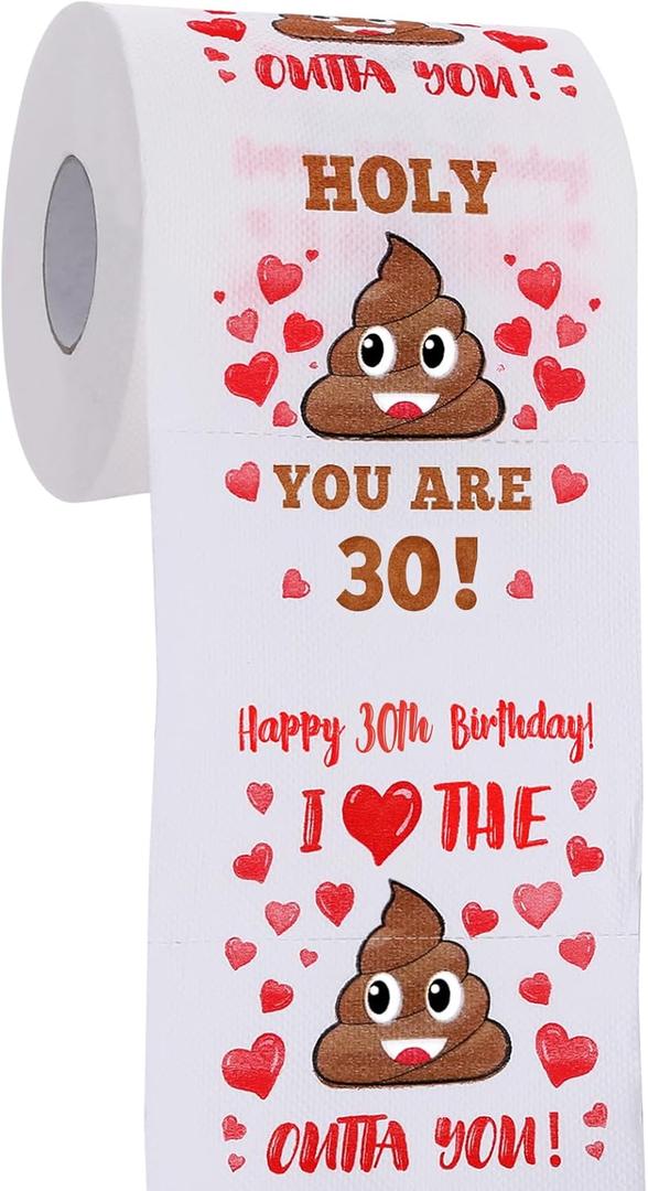30th Birthday Gifts for Women, Men, Her, Him - Happy Prank Toilet Paper - 30th Birthday Decorations, Party Supplies Favors - 30 Years Old Funny Gag Gift Ideas, Novelty Bday Present for Friends, Family