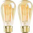 2 Pack E26 Vintage LED Edison Bulbs 60W Equivalent, Dimmable Vintage Light Bulbs Amber Warm 2200K, ST58 Antique Decorative 6W LED Bulbs for Farmhouse Pendant, Modern Ceiling Fixtures, 400LM, CRI90+