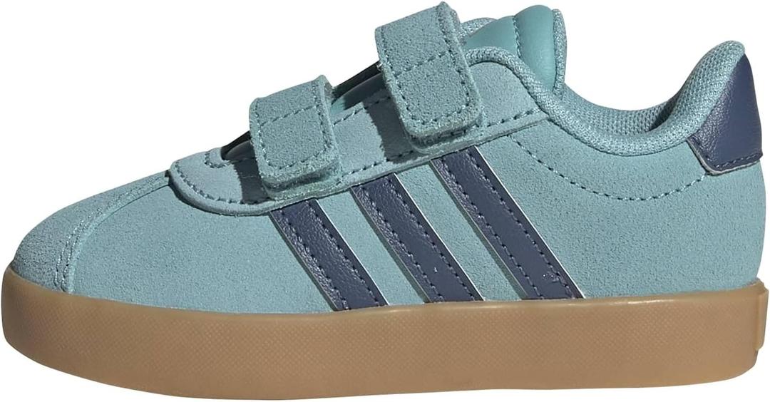 Adidas Baby VL Court 3.0 Hook & Loop Shoe (7 Toddler, Mint Ton/Preloved Ink/Silver Metallic)