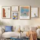 Large Framed Abstract Modern Minimalist Canvas Wall Art, Set of 5 Gallery prints, Contemporary paintings, Living room, Bedroom, Hallway, Home office decor, 20"x28"x1Pc+12"x16"x2Pcs+16"x24"x1Pc+24"x32"x1Pc