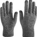 Winter Gloves For Women Touch Screen Cold Weather Thermal Warm Wool Lined Soft Knit For Sports Outdoor Daily Work (One Size, Black Gray)