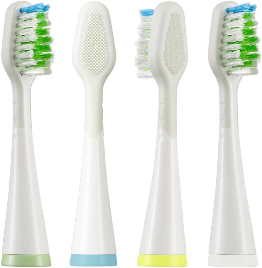 Replacement Toothbrush Heads with Tongue Scraper for Waterpik Complete Care 5.0 (WP-861, WP-871, WP-876, WP-881, WP-890) and Complete Care 9.0 (CC-01CD012-1),White,4 Pack